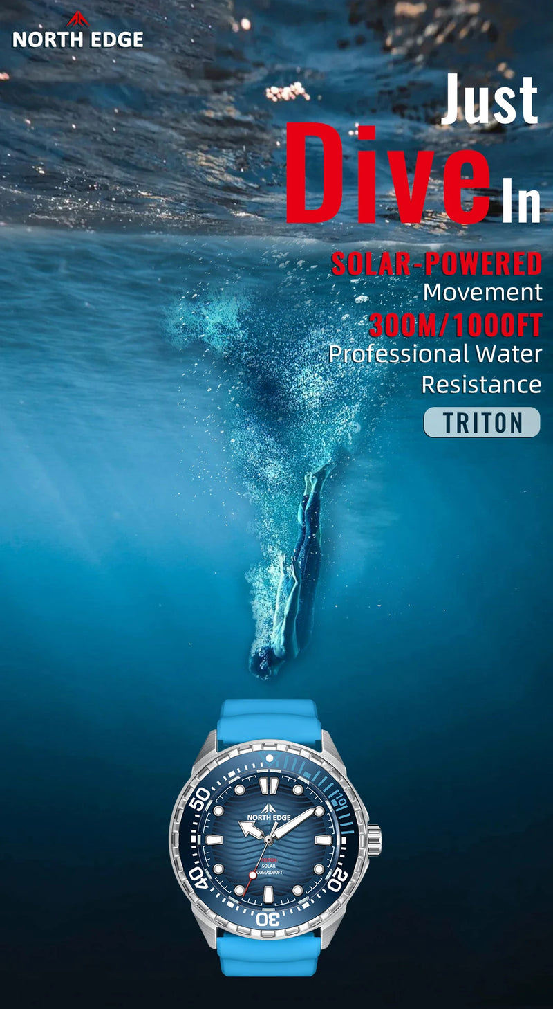 Relógio Masculino Triton Solar à Prova d’Água 300m – Estilo e Resistência