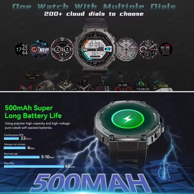Relógio Smart GPS 10ATM com Bluetooth 5.3 – Ideal para Esportes e Aventura