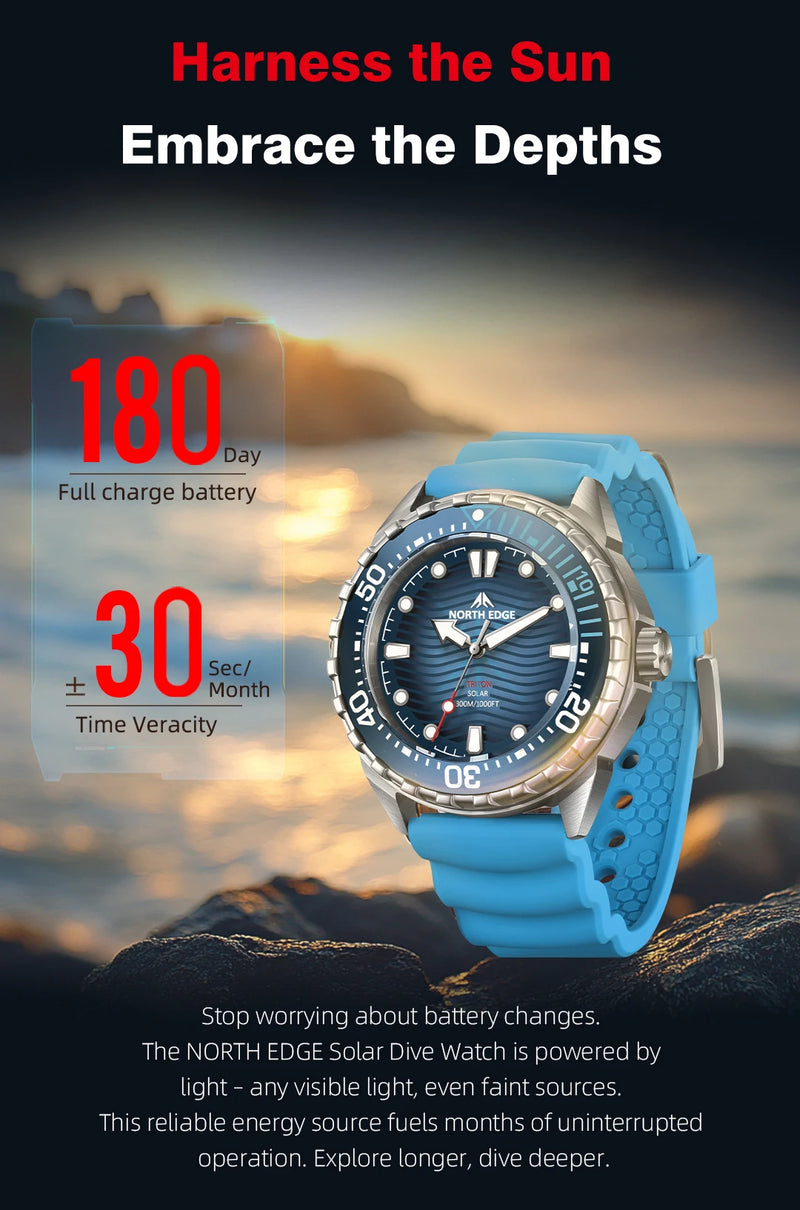 Relógio Masculino Triton Solar à Prova d’Água 300m – Estilo e Resistência