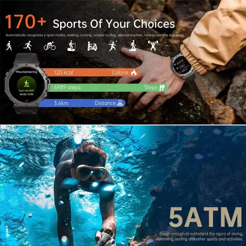 Relógio Smart GPS 10ATM com Bluetooth 5.3 – Ideal para Esportes e Aventura