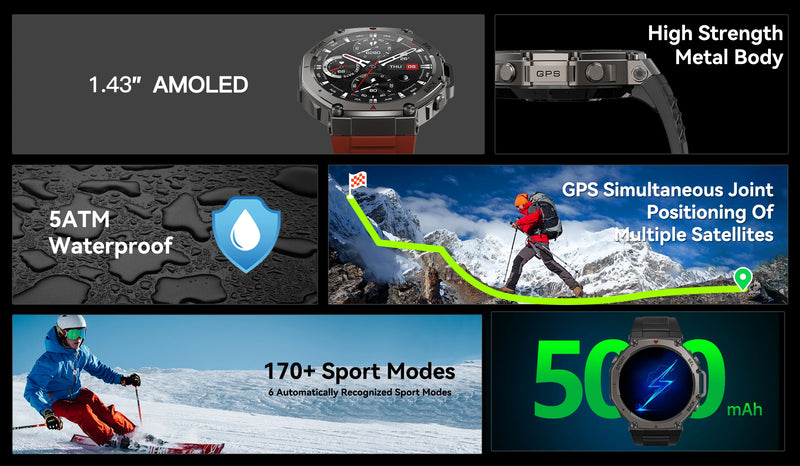 Relógio Smart GPS 10ATM com Bluetooth 5.3 – Ideal para Esportes e Aventura