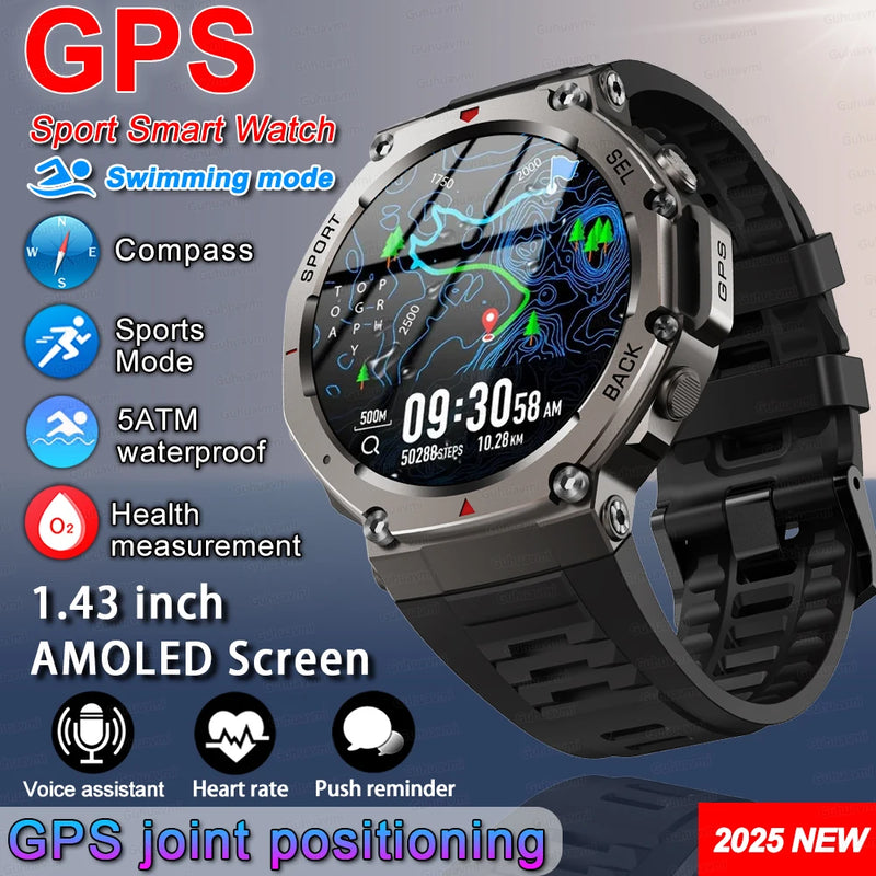 Relógio Smart GPS 10ATM com Bluetooth 5.3 – Ideal para Esportes e Aventura