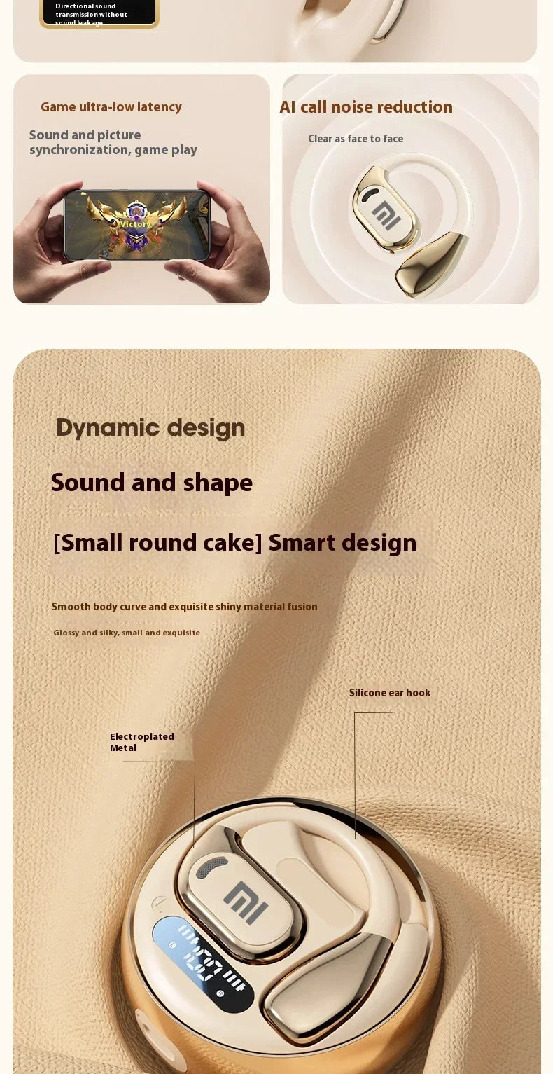 Xiaomi M76 with wireless Bluetooth running ear waterproof noise reduction painless wearing microphone headphones
