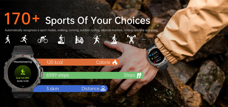 Relógio Smart GPS 10ATM com Bluetooth 5.3 – Ideal para Esportes e Aventura
