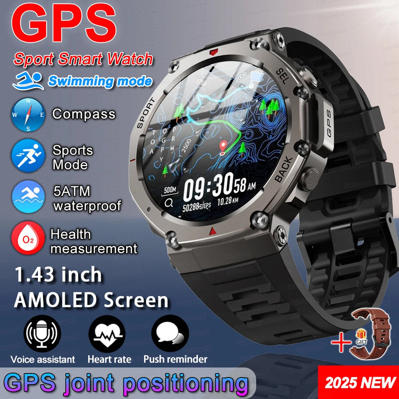 Relógio Smart GPS 10ATM com Bluetooth 5.3 – Ideal para Esportes e Aventura